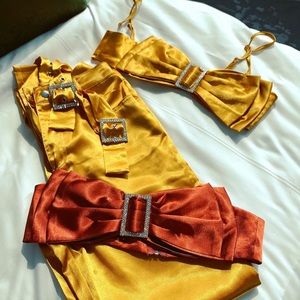 Minaa Monroe “Bow Down Bishes set” in mustard yellow